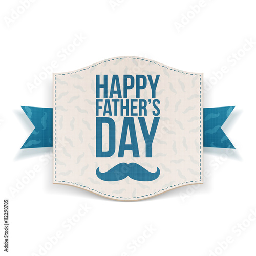 Happy Fathers Day festive Banner with blue Ribbon