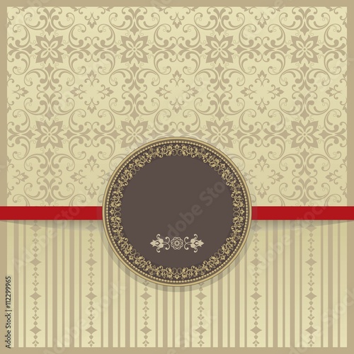 Vászonkép Vintage invitation card with Victorian ornaments in gold