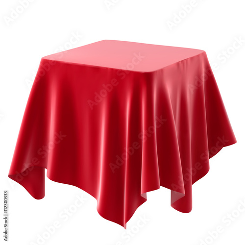 red tablecloth. isolated on white background