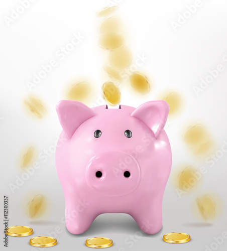 Vector Piggy Money Box With Coins