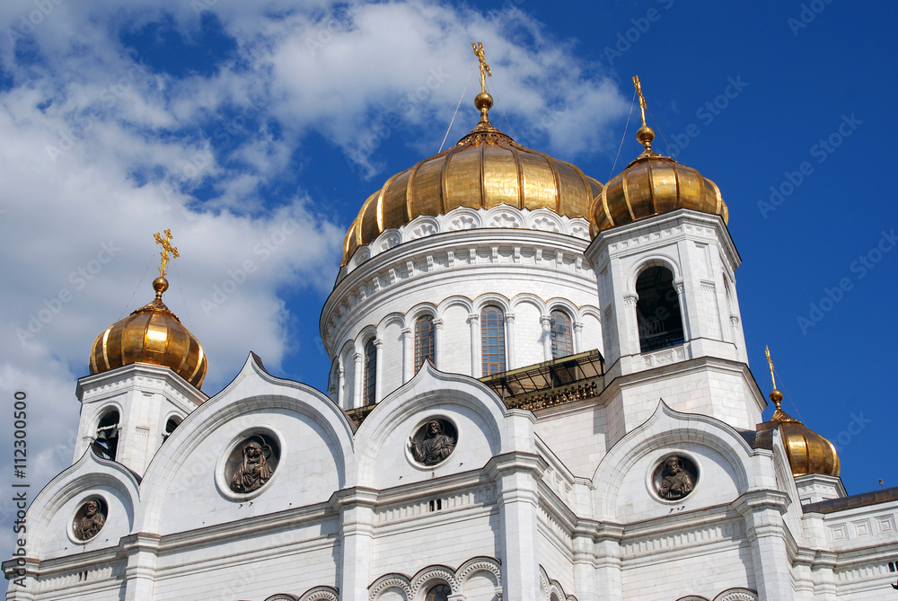 Christ the Redeemer cathedral in Moscow. Popular landmark. Color photo.