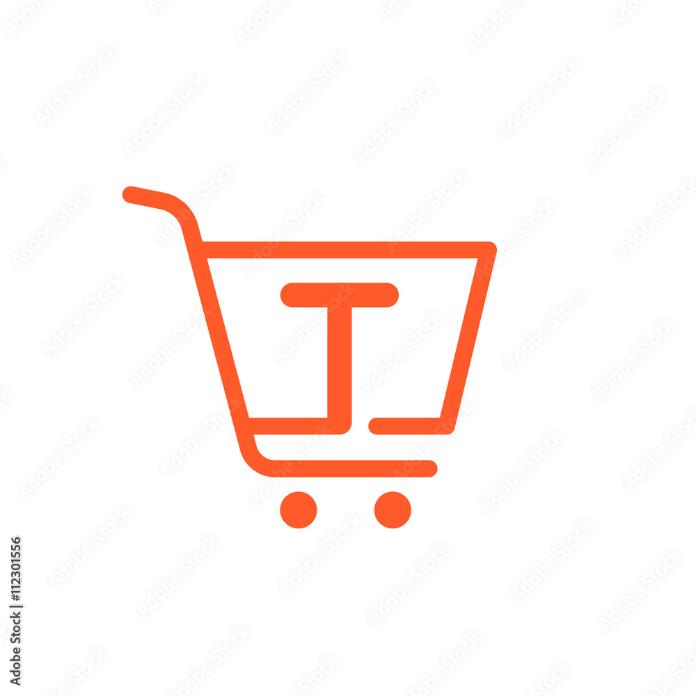 T letter logo with Shopping cart icon. T letter logo with Shopping cart icon.