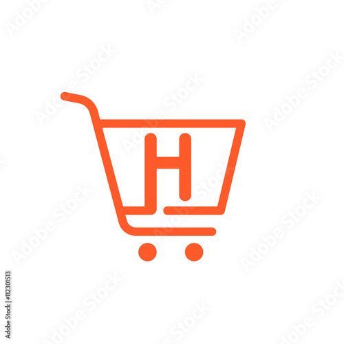 H letter logo with Shopping cart icon.