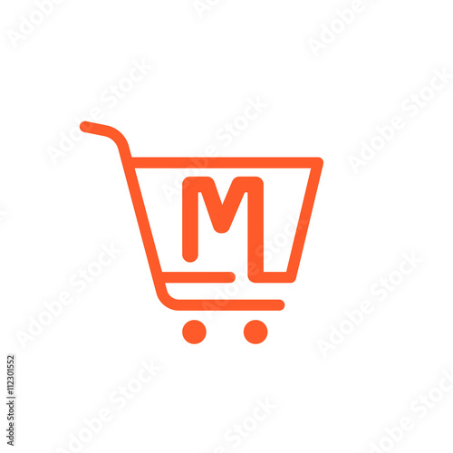 M letter logo with Shopping cart icon.