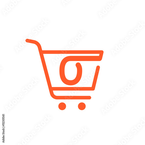 O letter logo with Shopping cart icon.