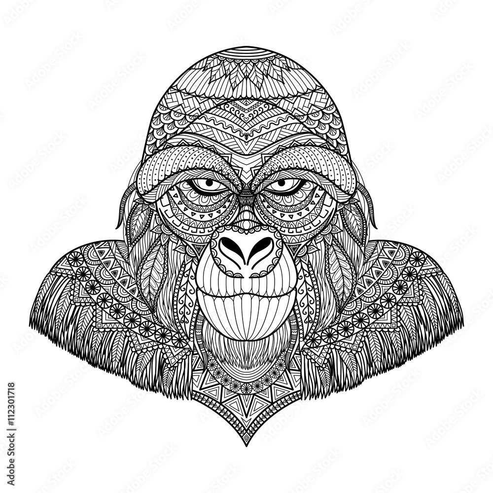 Fototapeta premium Clean lines doodle design of Gorilla