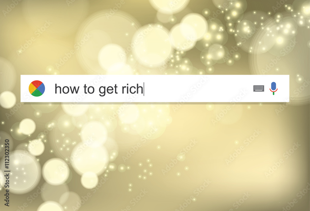 Searching the web for information about becoming rich vector