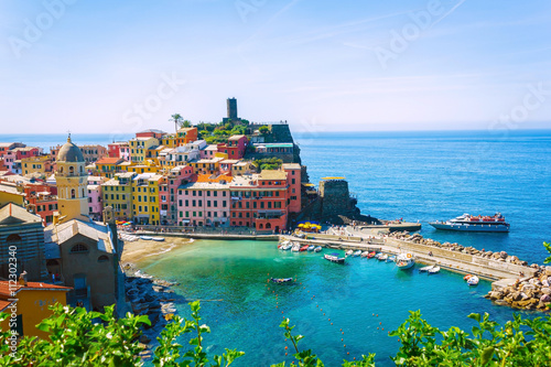 Vernazza village, one of famous tourist destinations; Cinque Terre, Italy