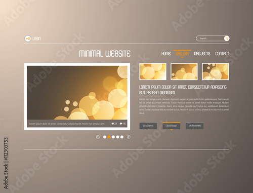 Abstract minimalistic website template or interface. Vector graphics.