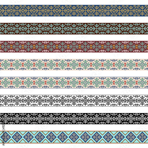 Set of decorative borders, Arabic style. Pattern brushes for rectangular frames are included.