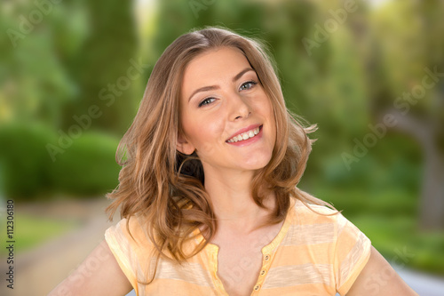 portrait of attractive caucasian smiling woman