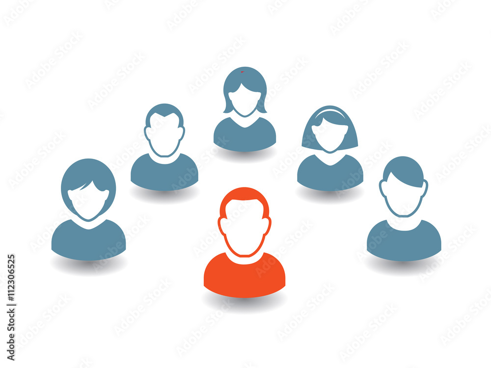 Human portrait and Icon. Vector Illustration. Office team and Leader Human portrait and Icon. Vector Illustration. Office team and Leader