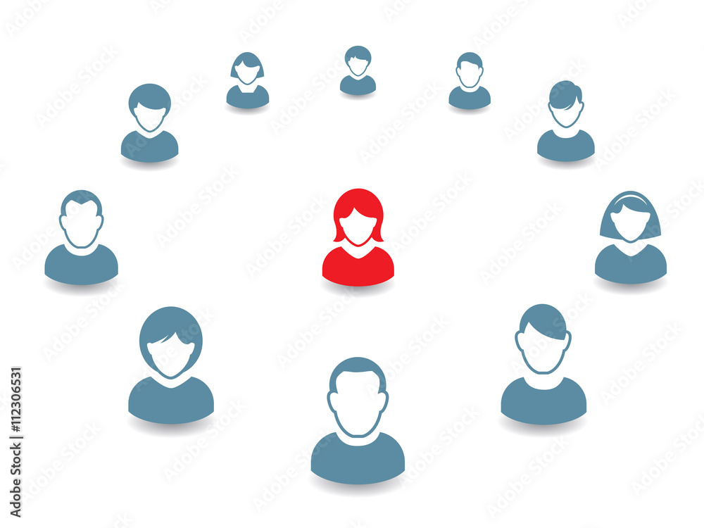 Human portrait and Icon. Vector Illustration. Office team and Leader Human portrait and Icon. Vector Illustration. Office team and Leader