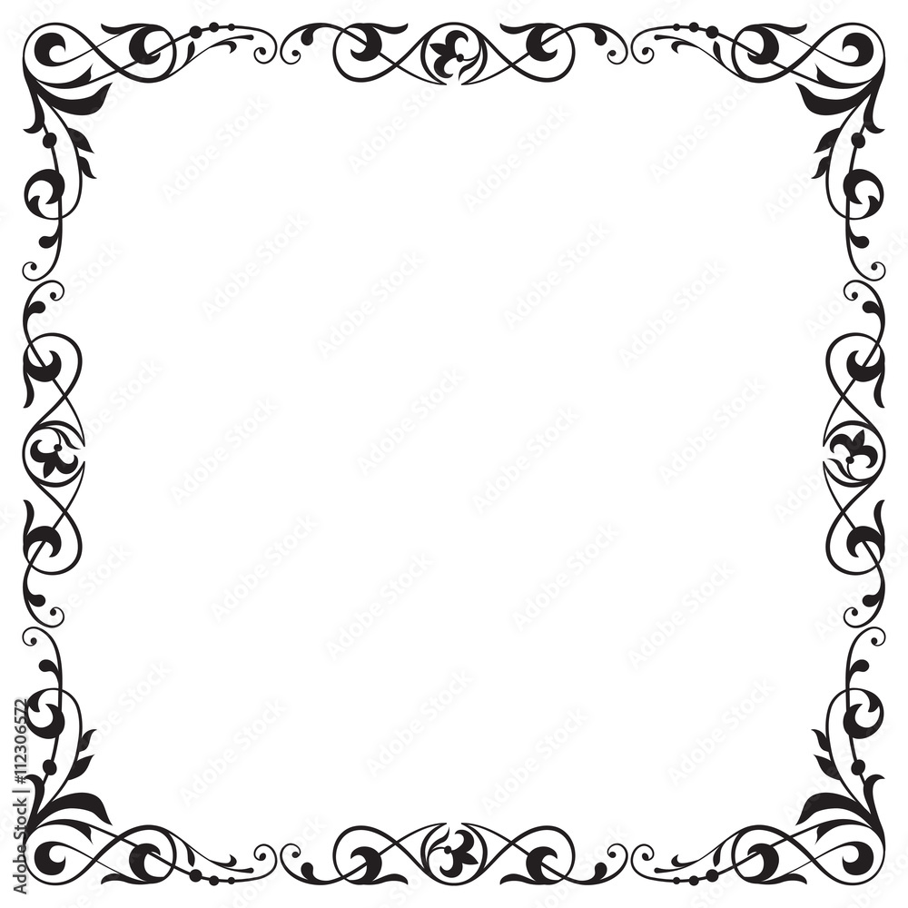 Decorative black square frame, corner, vignette. Decorative black square frame, corner, vignette.