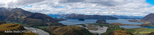 Panoramic Views from Rocky Mountain Summit towards Lake Wanaka, New Zealand