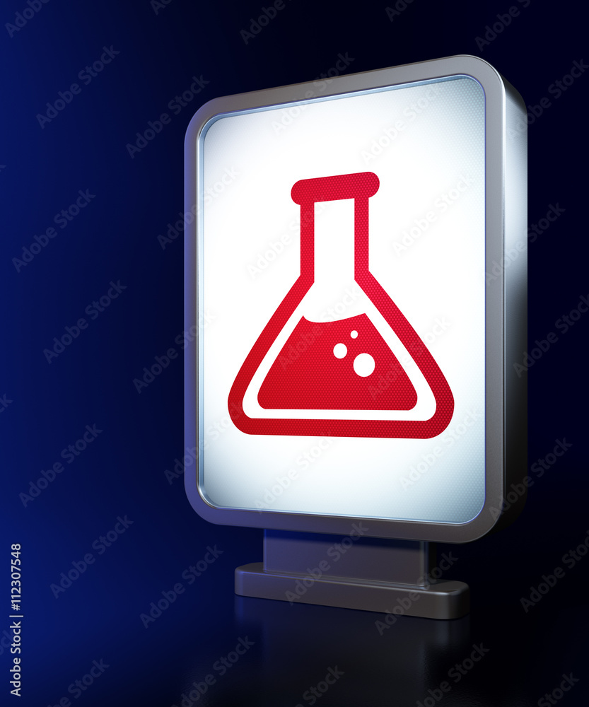 Science concept: Flask on billboard background Science concept: Flask on billboard background