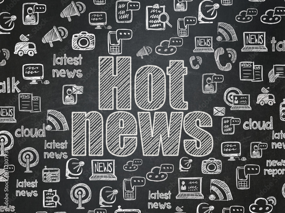 News concept: Hot News on School board background
