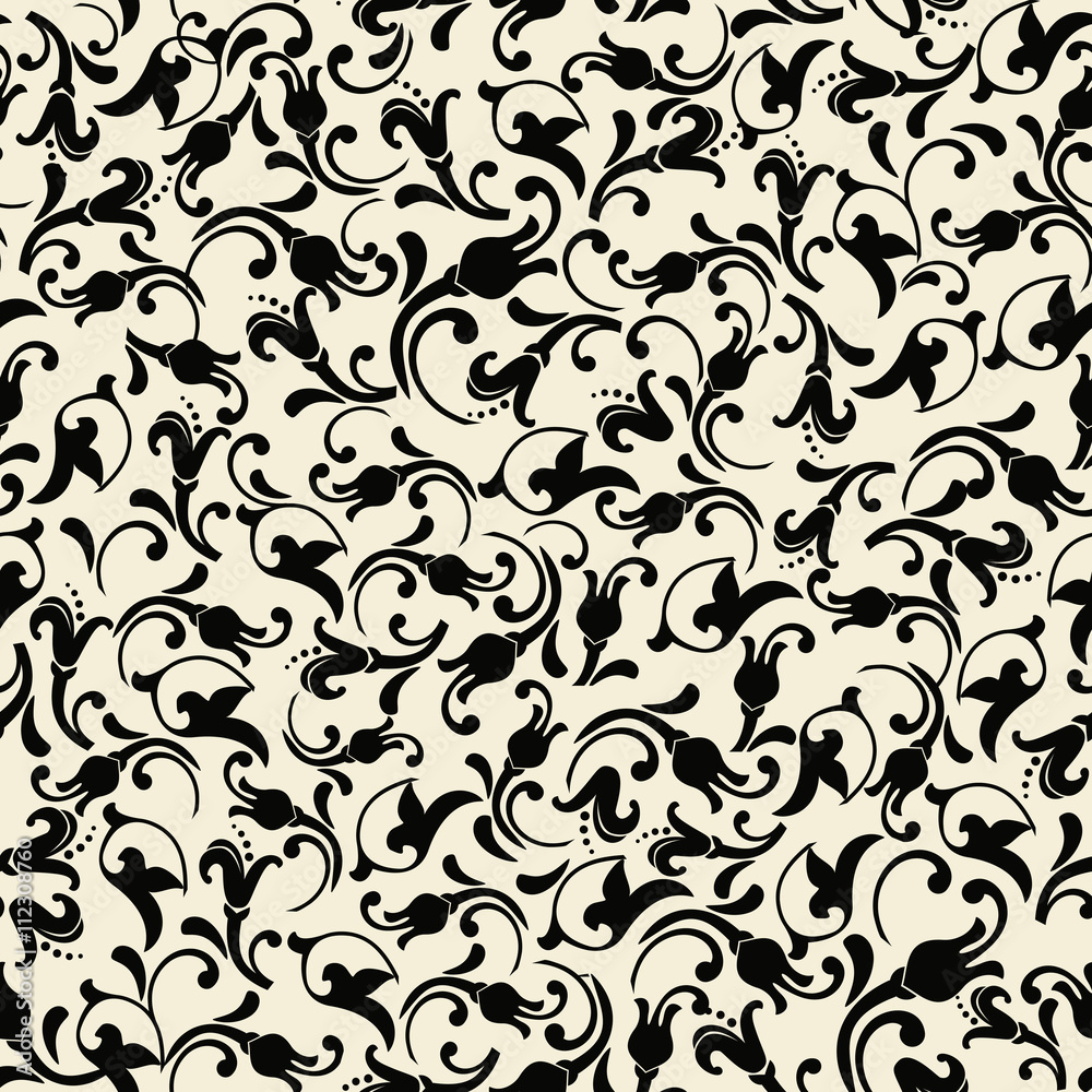 seamless damask wallpaper in black and beige. seamless damask wallpaper in black and beige.