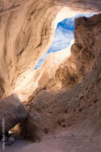 A narrow canyon in Kasha-Katuwe Tent Rocks National Monument, Cochiti, NM, USA