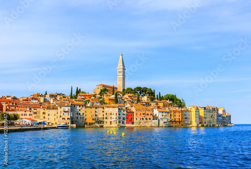 Old town Rovinj on a sunny day by Adriatic sea, Croatia