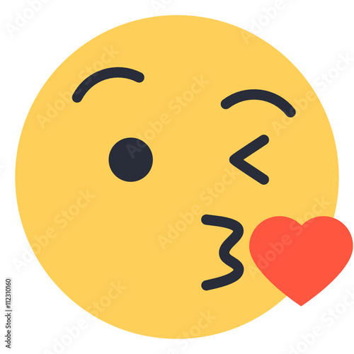 Face Throwing a Kiss - Flat Emoticon design | Emojilicious