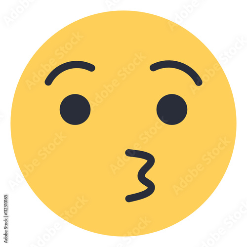 Kissing Face - Flat Emoticon design | Emojilicious