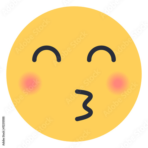 Kissing Face With Closed Eyes - Flat Emoticon design | Emojilicious