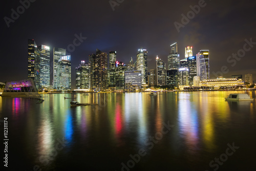 Singapore City skyline at night.