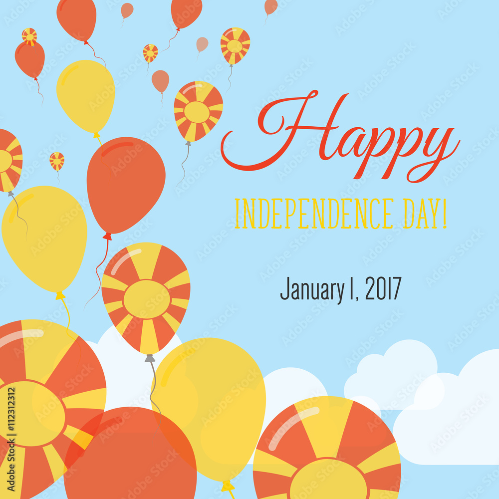 Independence Day Flat Greeting Card Macedonia The Former Yugoslav Republic Of Independence Day Macedonian Flag Balloons Patriotic Poster Happy National Day Vector Illustration Stock Vector Adobe Stock