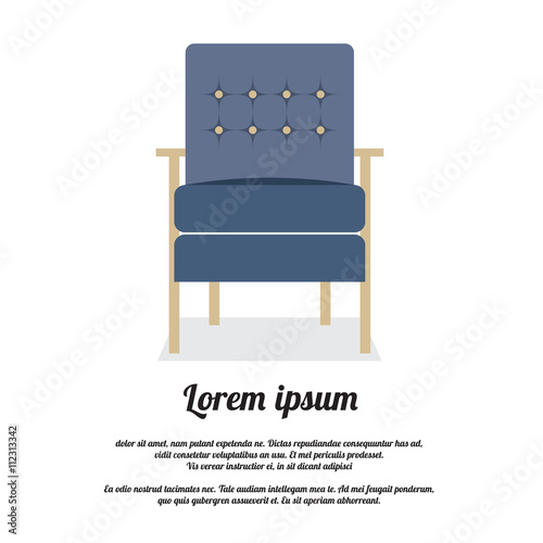 Modern Sofa Vintage Style Vector Illustration.