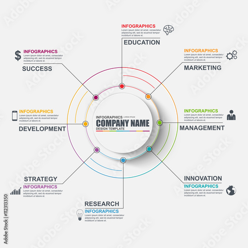 Thin line flat infographic cycle diagram