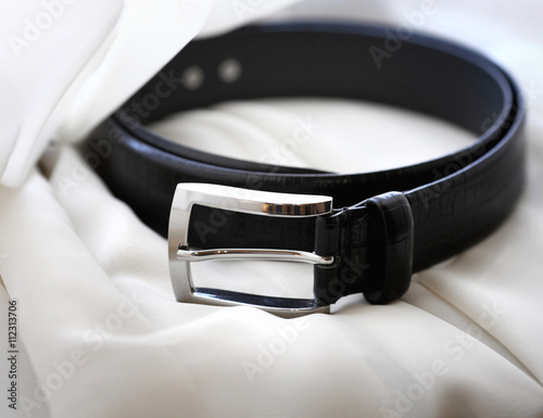 Black belt on a white background photo