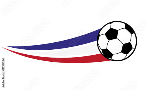 Fußball mit Schweif, blau, weiß, rot - Vektor freigestellt