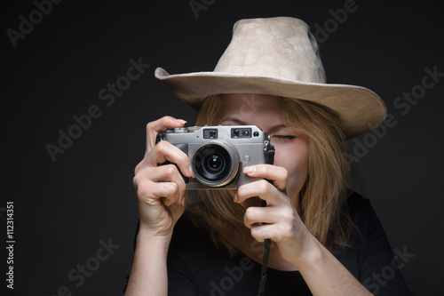 Girl with vintage camera