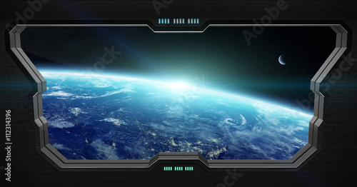 Fototapeta Naklejka Na Ścianę i Meble -  View of outer space from inside a space station