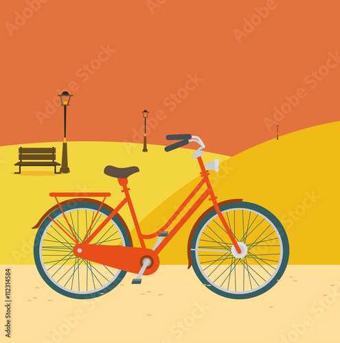 Wallpaper Mural Fahrrad im Park - Abendröte - Vektor Torontodigital.ca