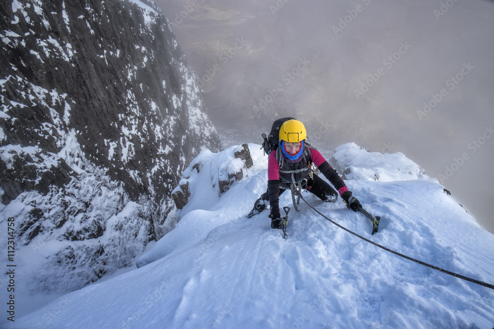 Scotland, Glencoe, Stob Dearg, mountaineering in winter Scotland, Glencoe, Stob Dearg, mountaineering in winter