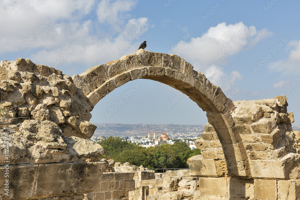 Ruins of Saranta Colones Castle in Paphos, Cyprus.