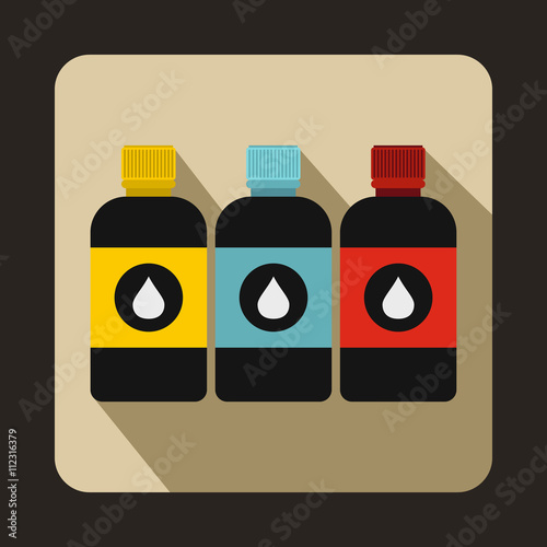 Printer ink bottles icon, flat style