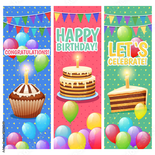 Festive Colorful Celebrations Vertical Banners Set