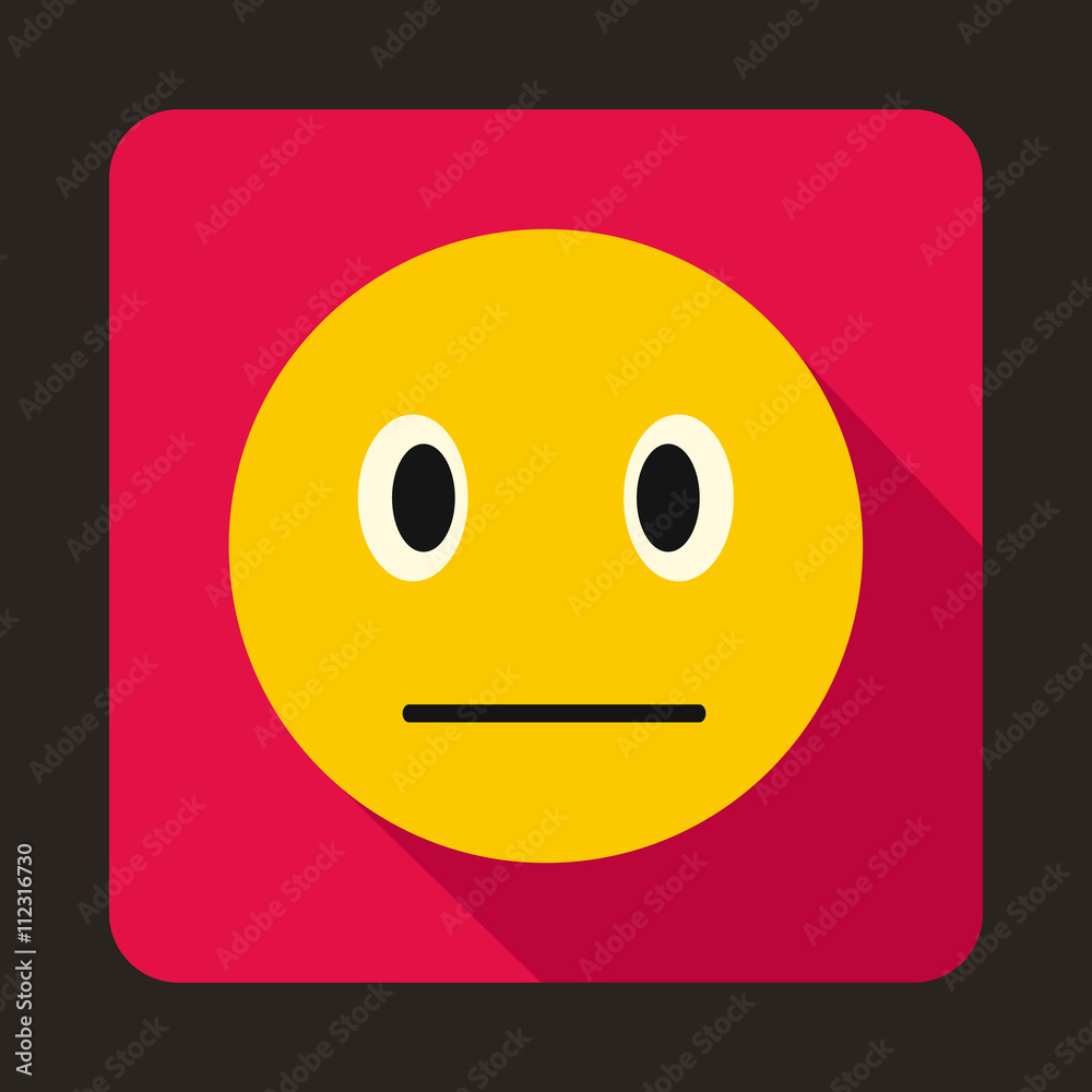 Fototapeta premium Suspicious emoticon icon, flat style