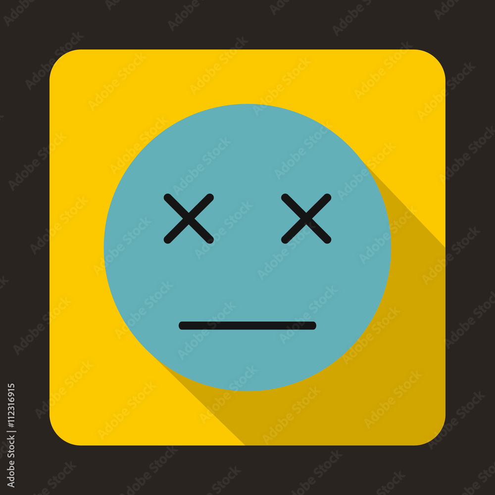 Fototapeta premium Dead emoticon icon, flat style