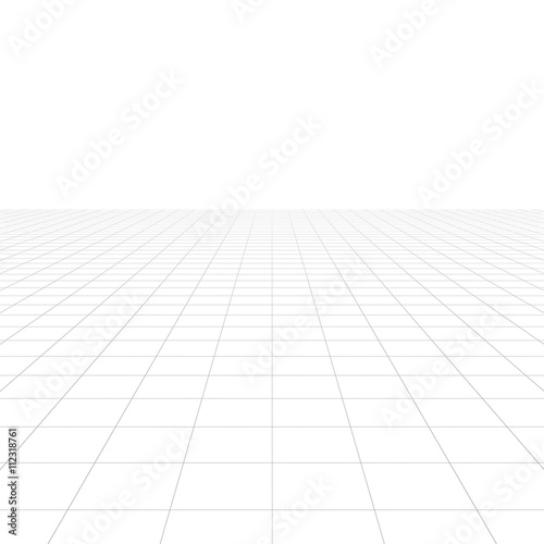 Perspective grid over white background. 3D rendering.