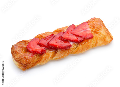 Pastries with strawberry isolated on white background