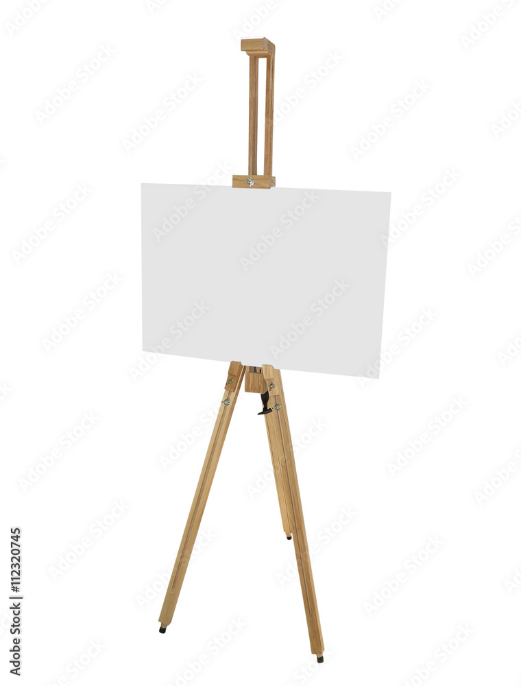 wooden easel with blank picture canvas isolated on white wooden easel with blank picture canvas isolated on white