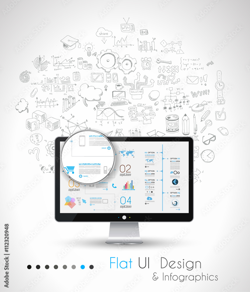 Business Solution and Idea Conceptual background with a desktop pc Business Solution and Idea Conceptual background with a desktop pc