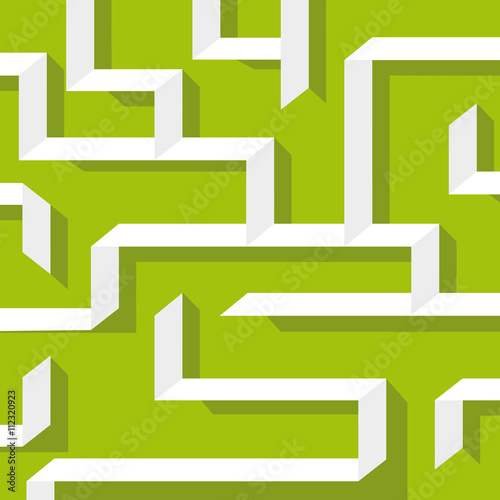 Maze on green background. Flat.