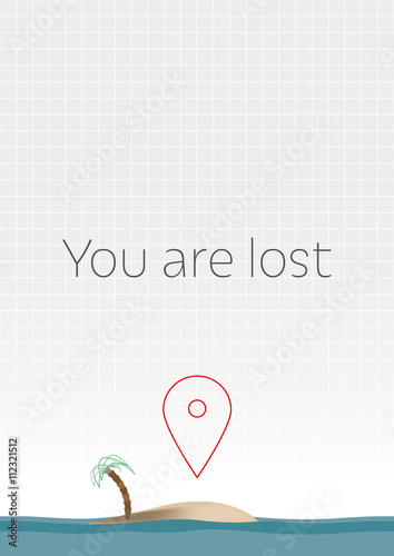 You are lost on empty map with location pin