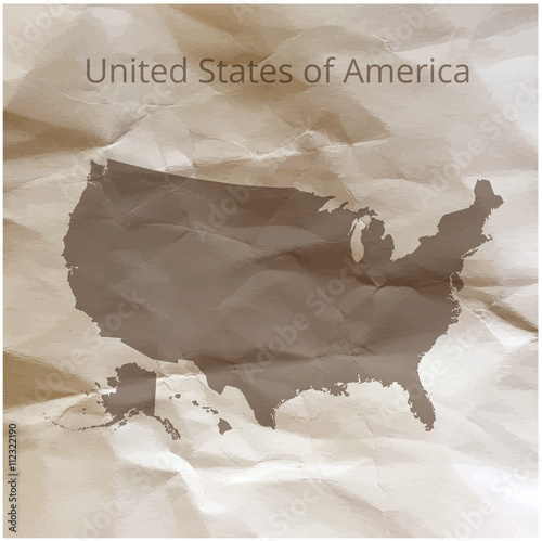 USA map on paper. Map of the USA on papyrus. Vector illustration.