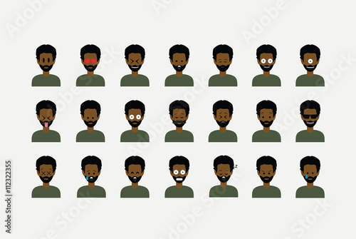 Set of people emoticon vector isolated on white background. Emoji vector. Smile icon collection. Emoticon icon web. Simple flat cartoon style. Faces avatars. 